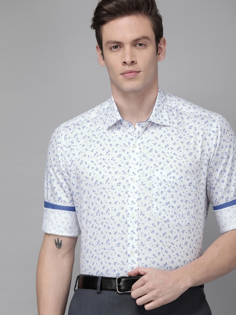 

Park Avenue Men White & Blue Regular Fit Printed Formal Shirt