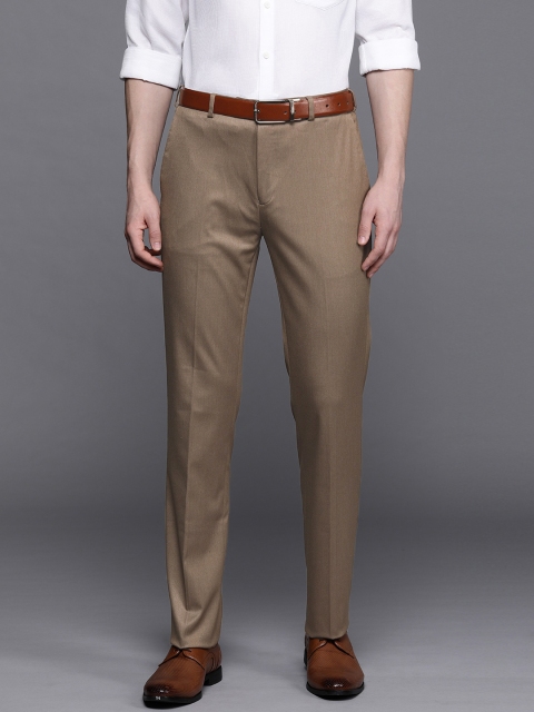 

Raymond Men Brown Contemporary Fit Solid Formal Trousers