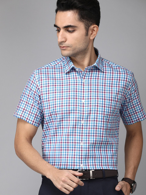 

Park Avenue Men Blue & Pink Regular Fit Checked Formal Shirt