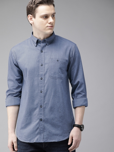 

Park Avenue Men Navy Blue Slim Fit Solid Casual Shirt