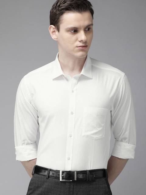 

Park Avenue Men White Slim Fit Self Design Formal Shirt