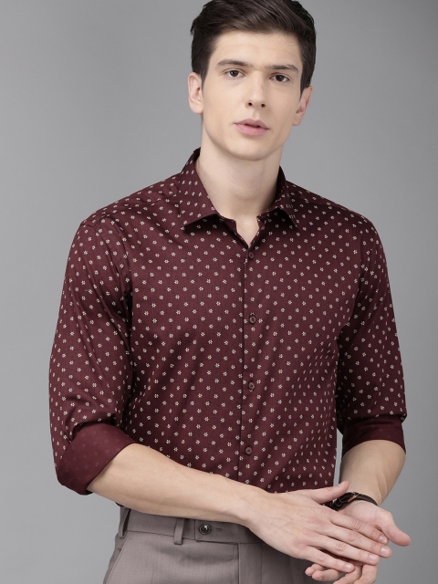 

Park Avenue Men Maroon Printed Slim Fit Party Shirt