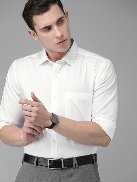

Park Avenue Men White Slim Fit Self Design Formal Shirt