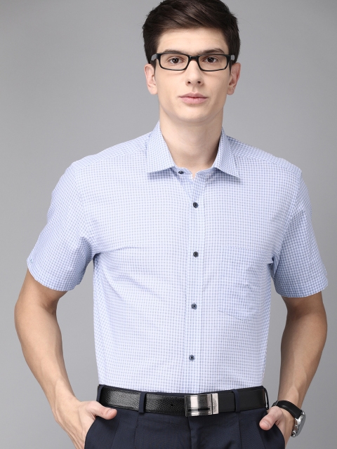 

Park Avenue Men Blue & White Regular Fit Checked Formal Shirt