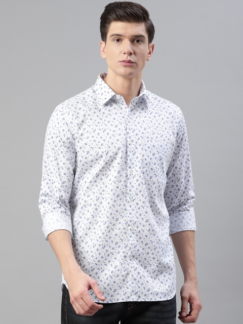 

Raymond Men White & Blue Contemporary Regular Fit Ditsy Floral Print Casual Shirt