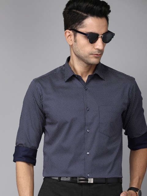 

Park Avenue Men Navy Blue & White Slim Fit Printed Formal Shirt