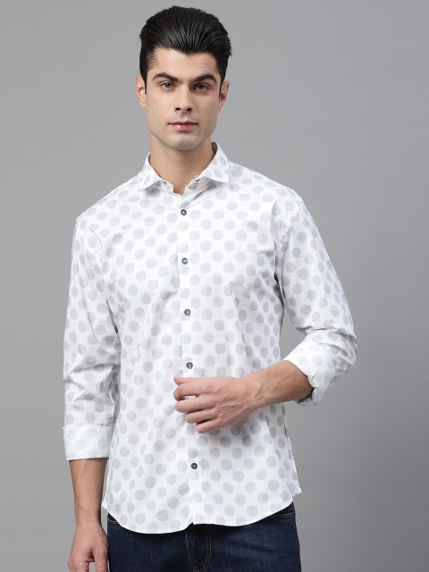 

Park Avenue Men White & Grey Slim Fit Polka Dots Printed Casual Shirt