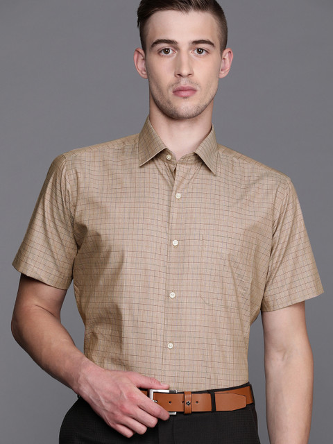 

Raymond Men Khaki & Maroon Contemporary Regular Fit Checked Formal Shirt