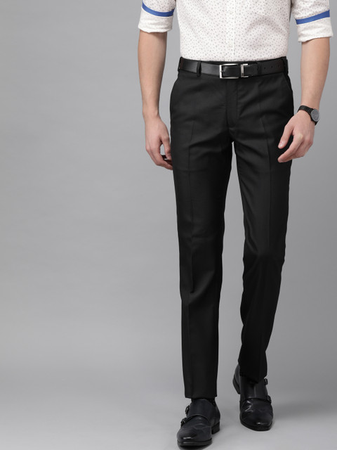 

Park Avenue Men Black Super Slim Fit Self Design Formal Trousers