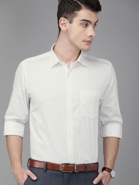 

Park Avenue Men White Printed Regular Fit Formal Shirt