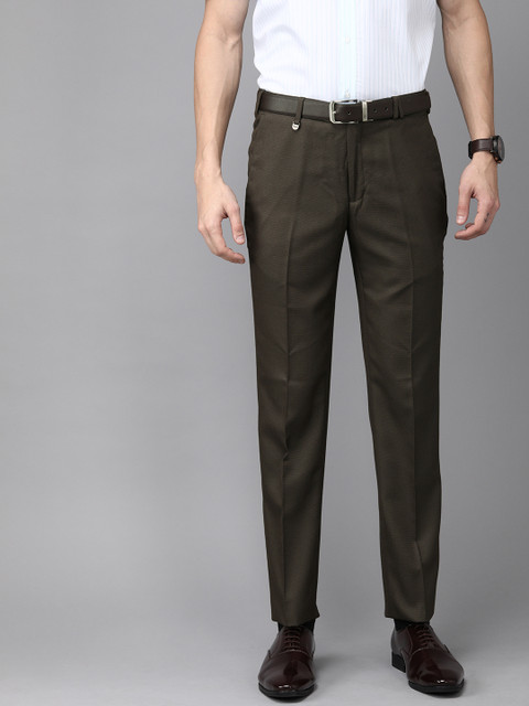 

Park Avenue Men Brown Self Design Super Slim Fit Formal Trousers