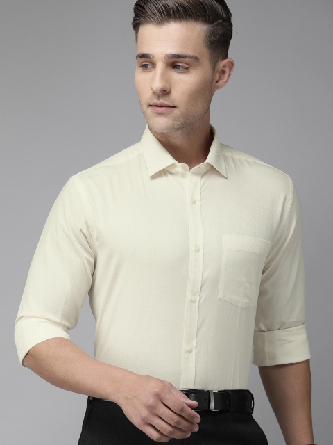 

Park Avenue Men Cream-Coloured Slim Fit Self Design Formal Shirt