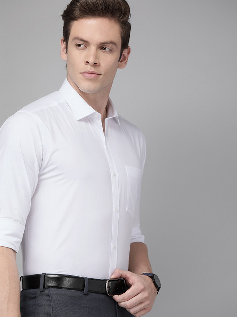 

Park Avenue Men White Slim Fit Self Design Formal Shirt