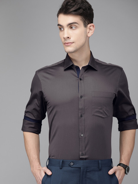 

Park Avenue Men Charcoal Grey Solid Slim Fit Party Shirt