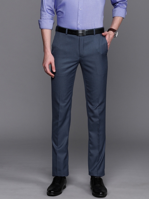 

Raymond Men Blue Slim Fit Solid Formal Trousers