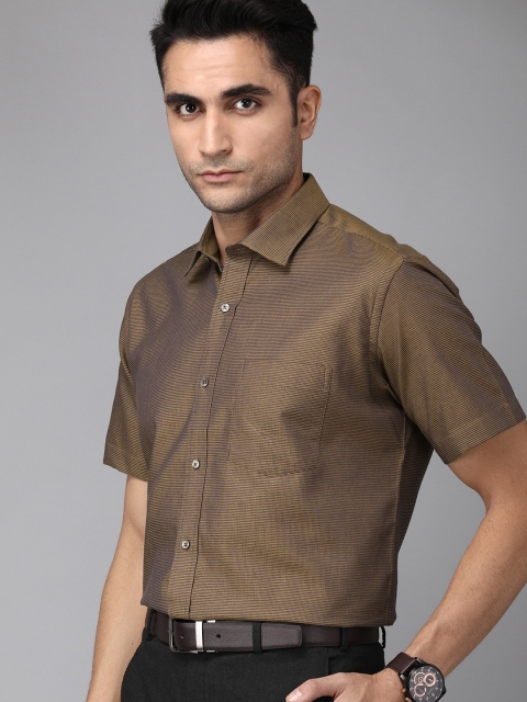 

Park Avenue Men Yellow & Navy Blue Regular Fit Self Design Formal Shirt