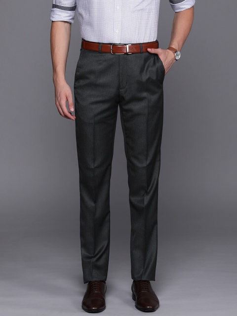 

Raymond Men Charcoal Grey Contemporary Fit Solid Formal Trousers