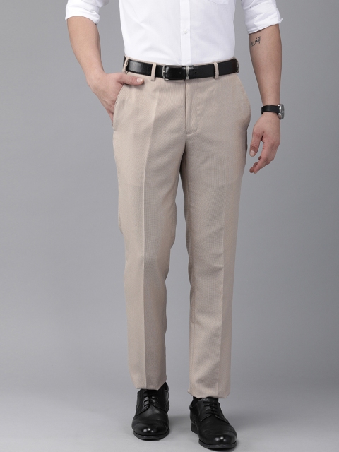 

Park Avenue Men Beige Super Slim Fit Self Design Formal Trousers