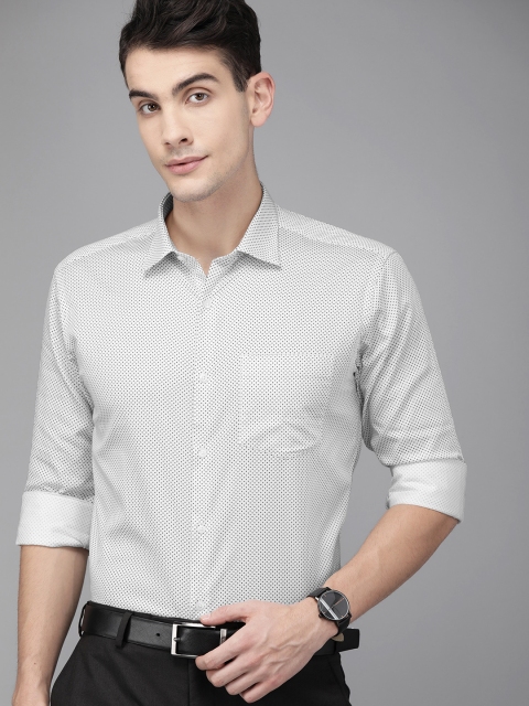 

Park Avenue Men White & Navy Blue Slim Fit Printed Formal Shirt