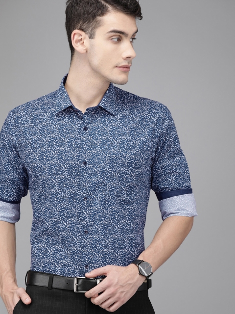 

Park Avenue Men Navy Blue & White Slim Fit Printed Formal Shirt