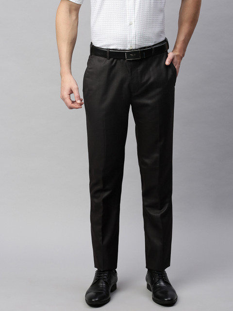 

Raymond Men Black Slim Fit Checked Formal Trousers