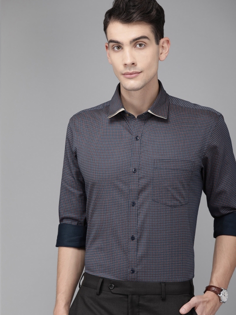 

Park Avenue Men Navy Blue & Red Slim Fit Printed Party Shirt