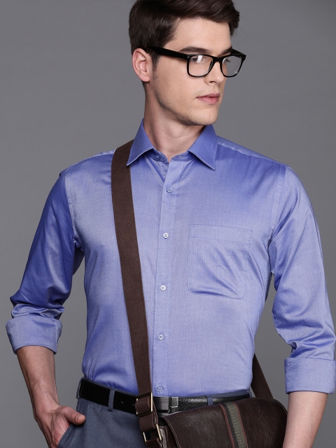 

Raymond Men Blue Slim Fit Self Design Formal Shirt