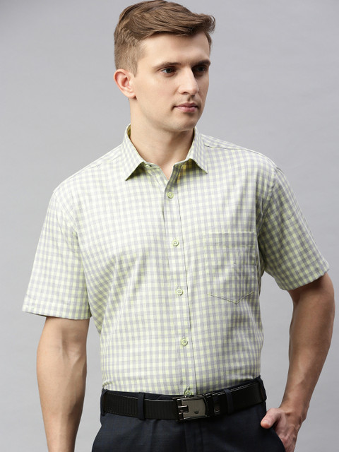

Park Avenue Men Yellow & Grey Regular Fit Checked Formal Shirt
