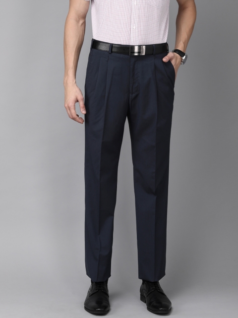 

Park Avenue Men Navy Blue Comfort Fit Solid Formal Trousers