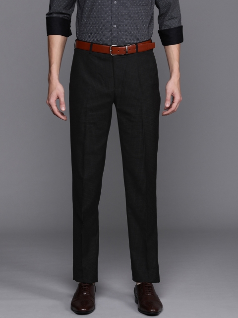 

Raymond Men Coffee Brown Contemporary Fit Checked Formal Trousers