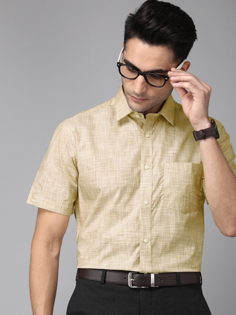

Park Avenue Men Beige Regular Fit Self Design Formal Shirt