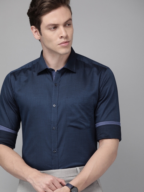 

Park Avenue Men Navy Blue Solid Slim Fit Party Shirt