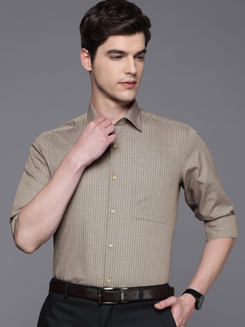

Raymond Men Brown & Green Contemporary Fit Striped Formal Shirt