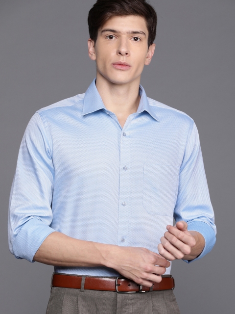 

Raymond Men Blue Contemporary Fit Self Design Formal Shirt