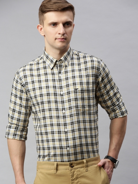 

Park Avenue Men Black & White Checked Slim Fit Casual Shirt