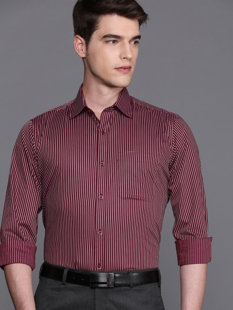 

Raymond Men Maroon & White Contemporary Fit Striped Formal Shirt