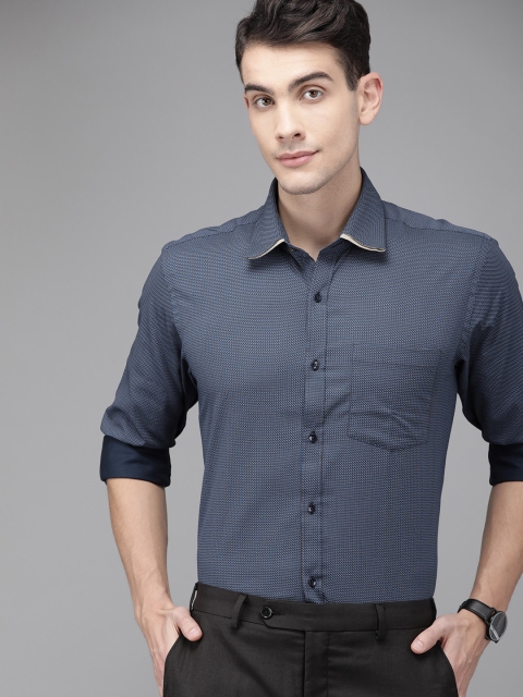 

Park Avenue Men Blue Printed Slim Fit Party Shirt