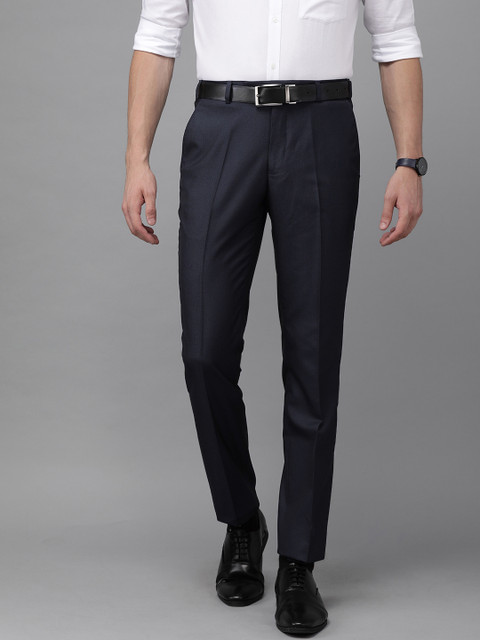 

Park Avenue Men Navy Blue Slim Fit Checked Regular Trousers