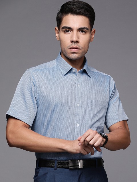 

Raymond Men Blue Contemporary Fit Self Design Formal Shirt