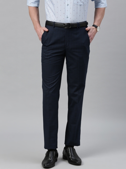 

Park Avenue Men Navy Blue Super Slim Fit Solid Formal Trousers