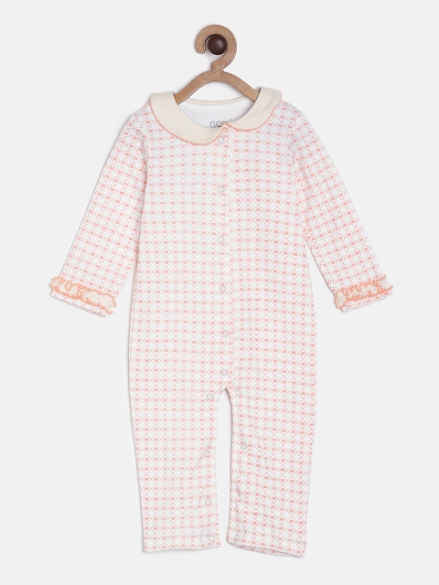 

Aomi Infants White & Pink Printed Rompers