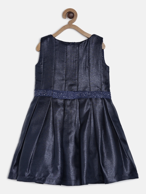 

Aomi Girls Navy Blue Solid Fit and Flare Dress