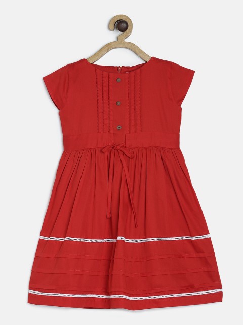 

Aomi Girls Red Solid Fit and Flare Dress