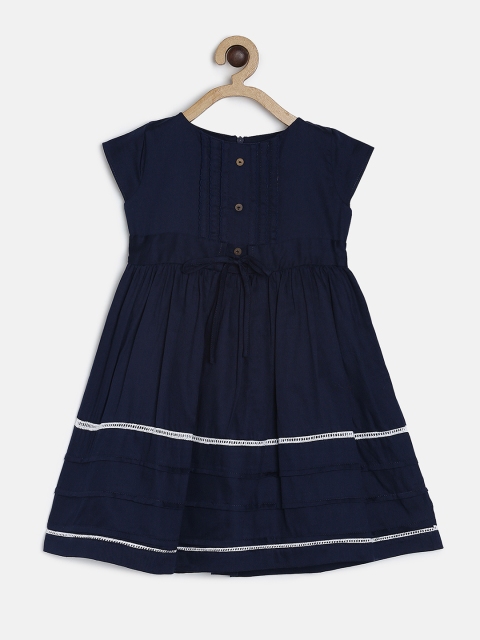 

Aomi Girls Navy Blue Solid Fit and Flare Dress
