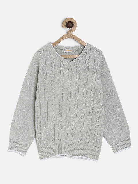 

Aomi Boys Grey Self Design Pullover Sweater