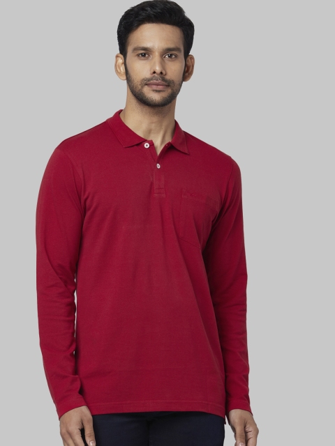 

Park Avenue Men Red Polo Collar Pure Cotton T-shirt