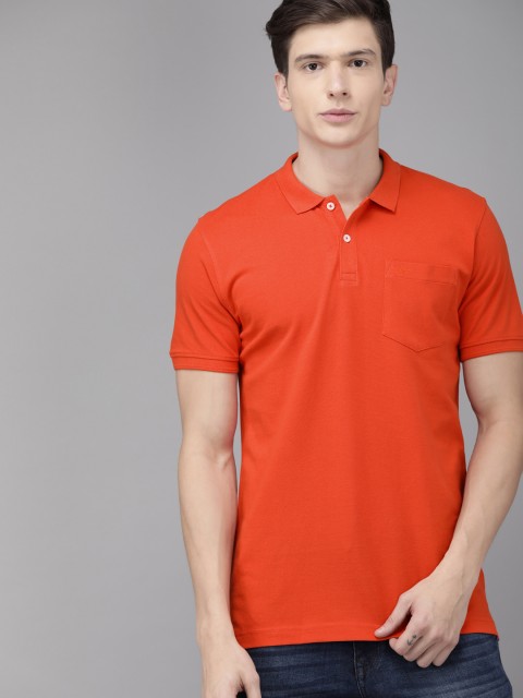 

Park Avenue Men Red Solid Slim Fit Polo Collar T-shirt