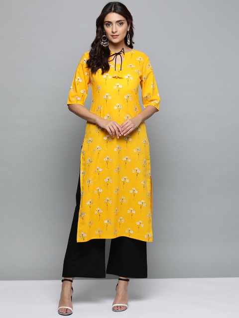 

AASI - HOUSE OF NAYO Women Yellow & Black Printed Kurta with Palazzos