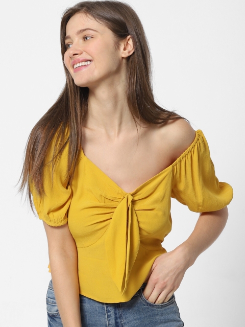 

ONLY Women Mustard Yellow Solid Top