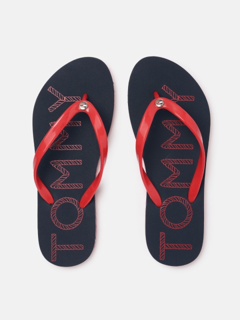 

Tommy Hilfiger Women Navy Blue & Red Printed Thong Flip-Flops